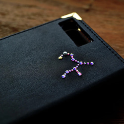 レア機種対応◎『Golden Rabbit ＆ Metallic Swarovski』シックなうさぎの手帳型スマホケース 5枚目の画像