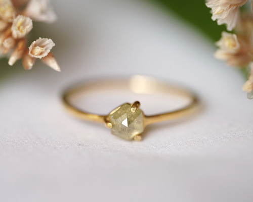 アクセサリー IENA gren jewelry brown Diamond K18 K18 Hex Rose cut Lime green Diamond ring(0.537ct,R025_LGD) 指輪
