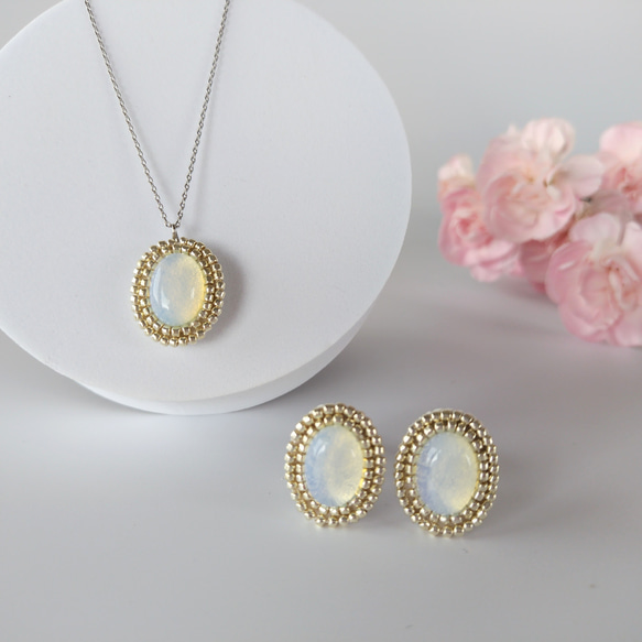 オパール ネックレスとイヤリング セット