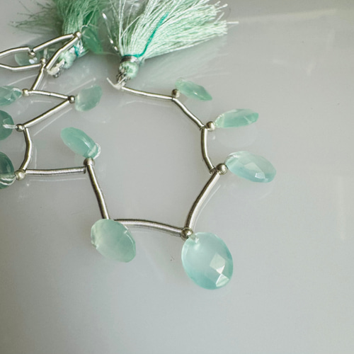 天然 ミントグリーン オニキス ファセットカット ビーズ 2石 天然石