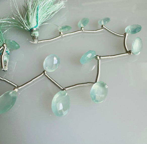 天然 ミントグリーン オニキス ファセットカット ビーズ 2石 天然石