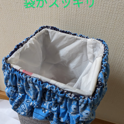 ゴミ箱バンド（撥水性紺）)ごみ袋をスッキリ！、ごみ触り防止に！ 4枚目の画像