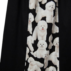 ビションフリーゼ　犬柄×ブラックミックス　裾プリーツスカート 6枚目の画像