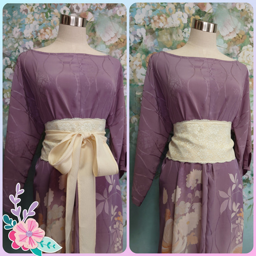 34 サッシュベルト リバーシブル仕様 着物リメイク 簡易帯 その他