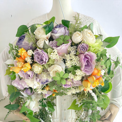 光触媒　フラワーリース　母の日　プレゼント　造花　玄関リース　ドアリース　花　紫 7枚目の画像