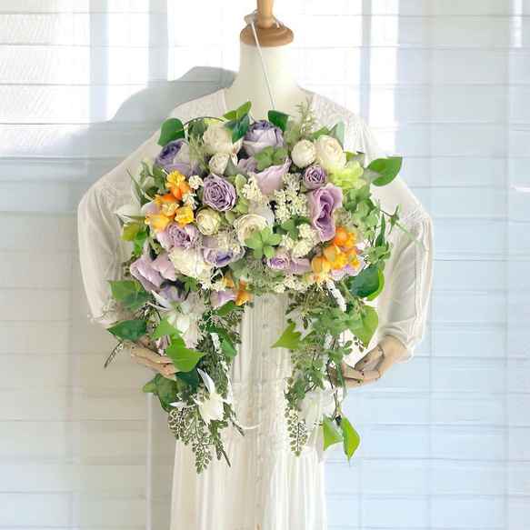 光触媒　フラワーリース　母の日　プレゼント　造花　玄関リース　ドアリース　花　紫 6枚目の画像