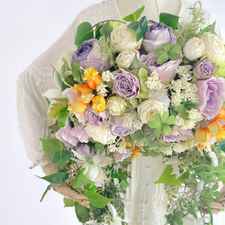 光触媒　フラワーリース　母の日　プレゼント　造花　玄関リース　ドアリース　花　紫 9枚目の画像