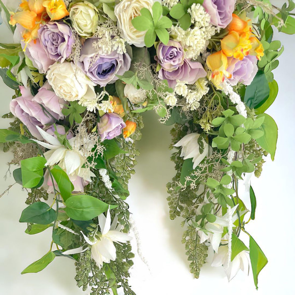 光触媒　フラワーリース　母の日　プレゼント　造花　玄関リース　ドアリース　花　紫 3枚目の画像