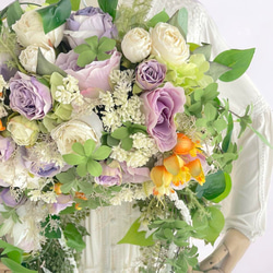 光触媒　フラワーリース　母の日　プレゼント　造花　玄関リース　ドアリース　花　紫 8枚目の画像