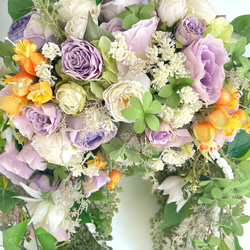 光触媒　フラワーリース　母の日　プレゼント　造花　玄関リース　ドアリース　花　紫 5枚目の画像