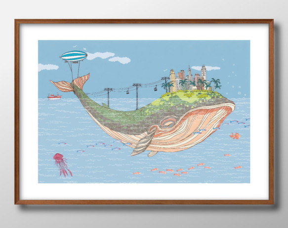 14685□ポスター アート 絵画『スリーピーホエール 鯨 クジラ