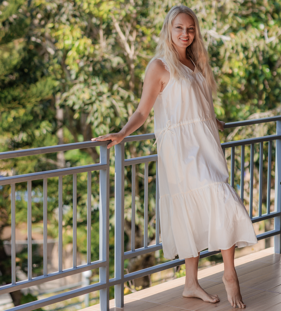 【たま】N. コットンVネックティアードワンピース N. Natural Beauty Basic*｜コットンVネックティアード