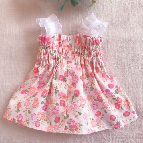 26cmドール用 着せ替え楽々♡シャーリングワンピース① ソランちゃん