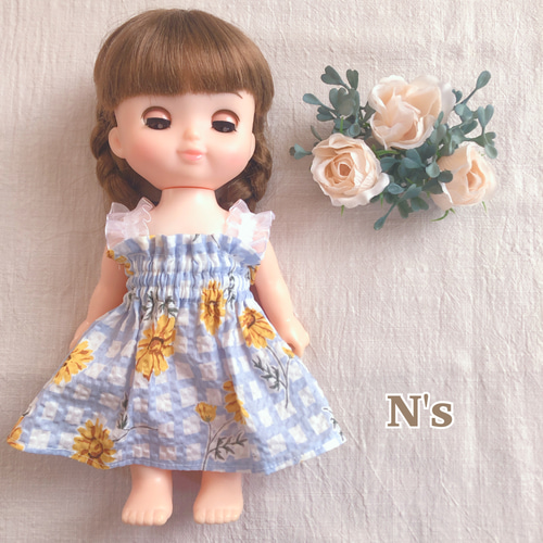 26cmドール用 着せ替え楽々♡シャーリングワンピース② ソランちゃん