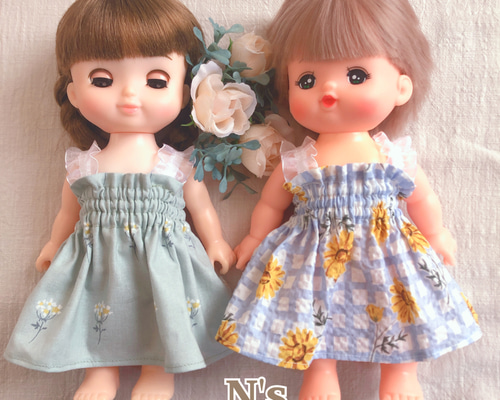 26cmドール用 着せ替え楽々♡シャーリングワンピース② ソランちゃん