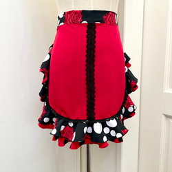 フラメンコ衣装　エプロン　赤黒×バラ 5枚目の画像