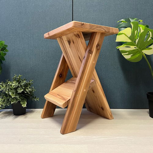 送料無料】 スツール 腰掛け 椅子 杉 45cm 足掛け付き ソファ