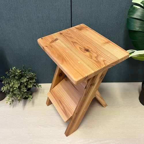 送料無料】 スツール 腰掛け 椅子 杉 45cm 足掛け付き ソファ