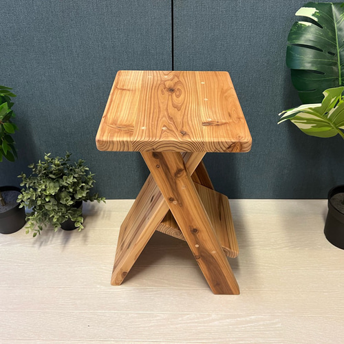 送料無料】 スツール 腰掛け 椅子 杉 45cm 足掛け付き ソファ・ベンチ