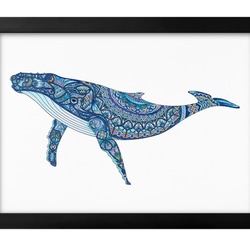 作品 : 光の下 絵 絵画 くじら クジラ 鯨 縁起絵 アート 30cm