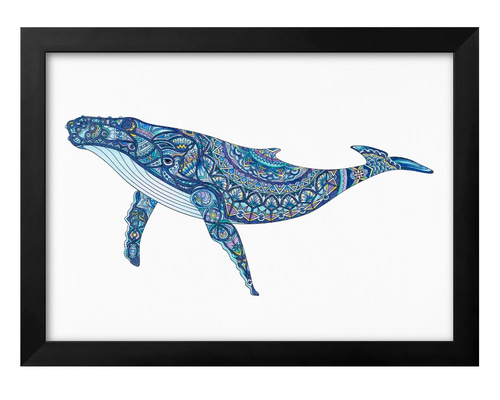 絵画　油絵　原画　鯨　海　ブルー　ポップ　北欧　アート　インテリア　SM 7d55dee1b424127762848ebf3619bd