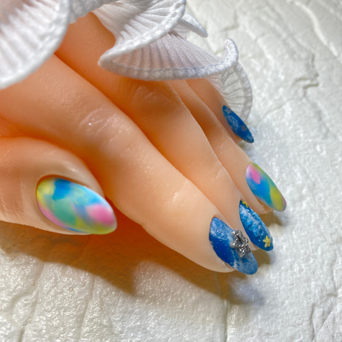 新作⭐︎ スターリーブルー〜デニムネイル〜ネイルチップ/短め 対応  