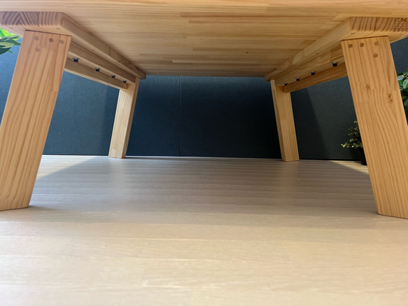 【送料無料】 ローテーブル 正方形 90cm パイン ナチュラル ボルト連結脚 6枚目の画像