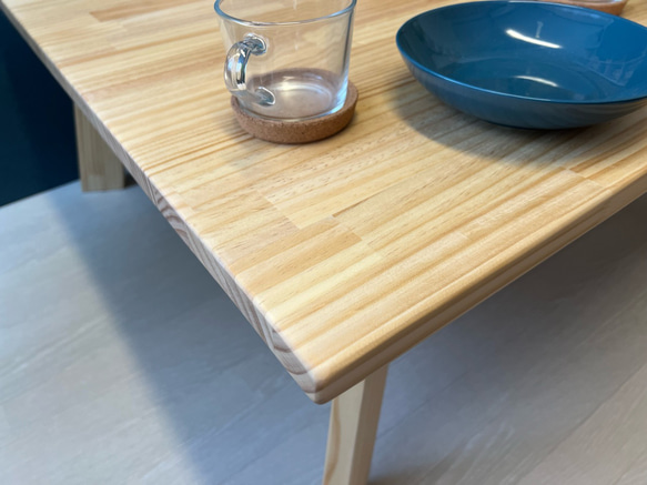 【送料無料】 ローテーブル 正方形 90cm パイン ナチュラル ボルト連結脚 4枚目の画像