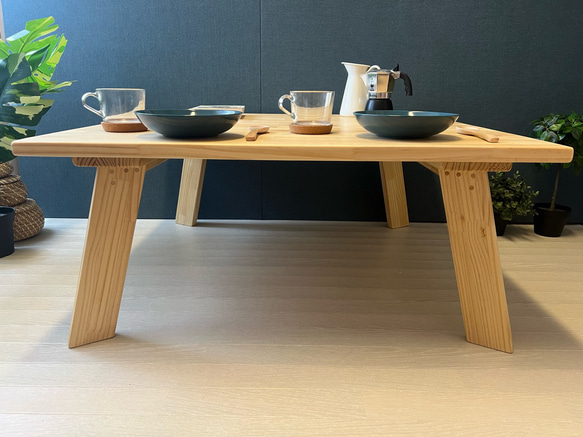 【送料無料】 ローテーブル 正方形 90cm パイン ナチュラル ボルト連結脚 2枚目の画像