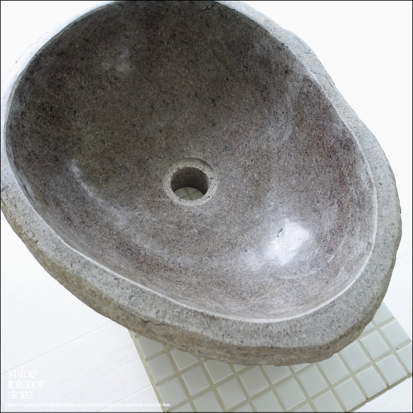 手洗鉢 自然石 洗面ボウルL-11 洗面器 手洗いボウル 天然石 ウォッシュボウル 洗面資材 洗面材料 送料込 4枚目の画像