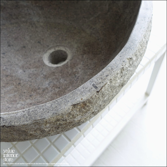 手洗鉢 自然石 洗面ボウルL-11 洗面器 手洗いボウル 天然石 ウォッシュボウル 洗面資材 洗面材料 送料込 2枚目の画像
