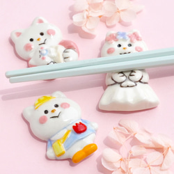 [出産祝い]ねこちゃん箸置きセット[猫  白猫　陶器] 2枚目の画像