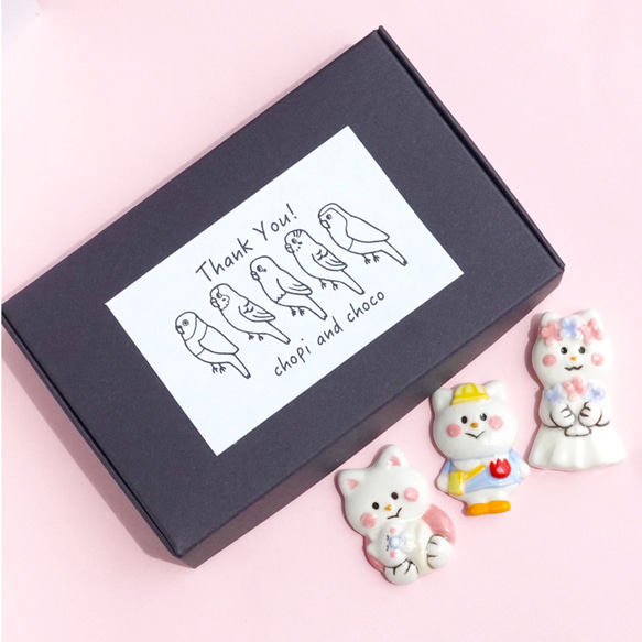 [出産祝い]ねこちゃん箸置きセット[猫  白猫　陶器] 9枚目の画像