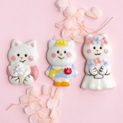 [出産祝い]ねこちゃん箸置きセット[猫  白猫　陶器] 4枚目の画像