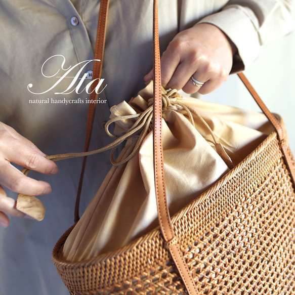 【当日出荷】アタバッグ かごバッグ 上品な透かし編みバッグ♪　(おでかけ,  旅行, 和装, アタ製) Ａ６１ 3枚目の画像