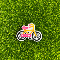 ピンク 自転車 アイロンワッペン 刺繍ワッペン 1枚 1枚目の画像