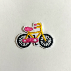 ピンク 自転車 アイロンワッペン 刺繍ワッペン 1枚 2枚目の画像