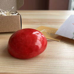 【メッセージカード付ギフトボックス・１点もの】マカロンブローチ「赤紅（あかべに）」母の日ギフト・プレゼント 4枚目の画像