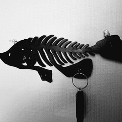 魚の骨壁掛けキーフック(木工アート) 3枚目の画像