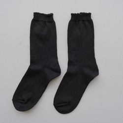 【新款】亞麻針織襪（黑）25-27cm 第1張的照片