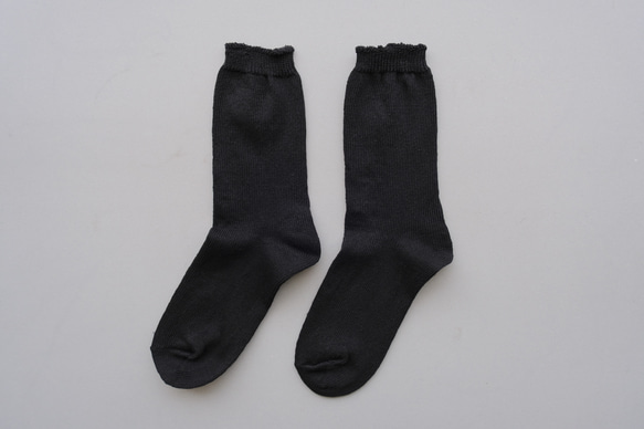 【新款】亞麻針織襪（黑）25-27cm 第1張的照片
