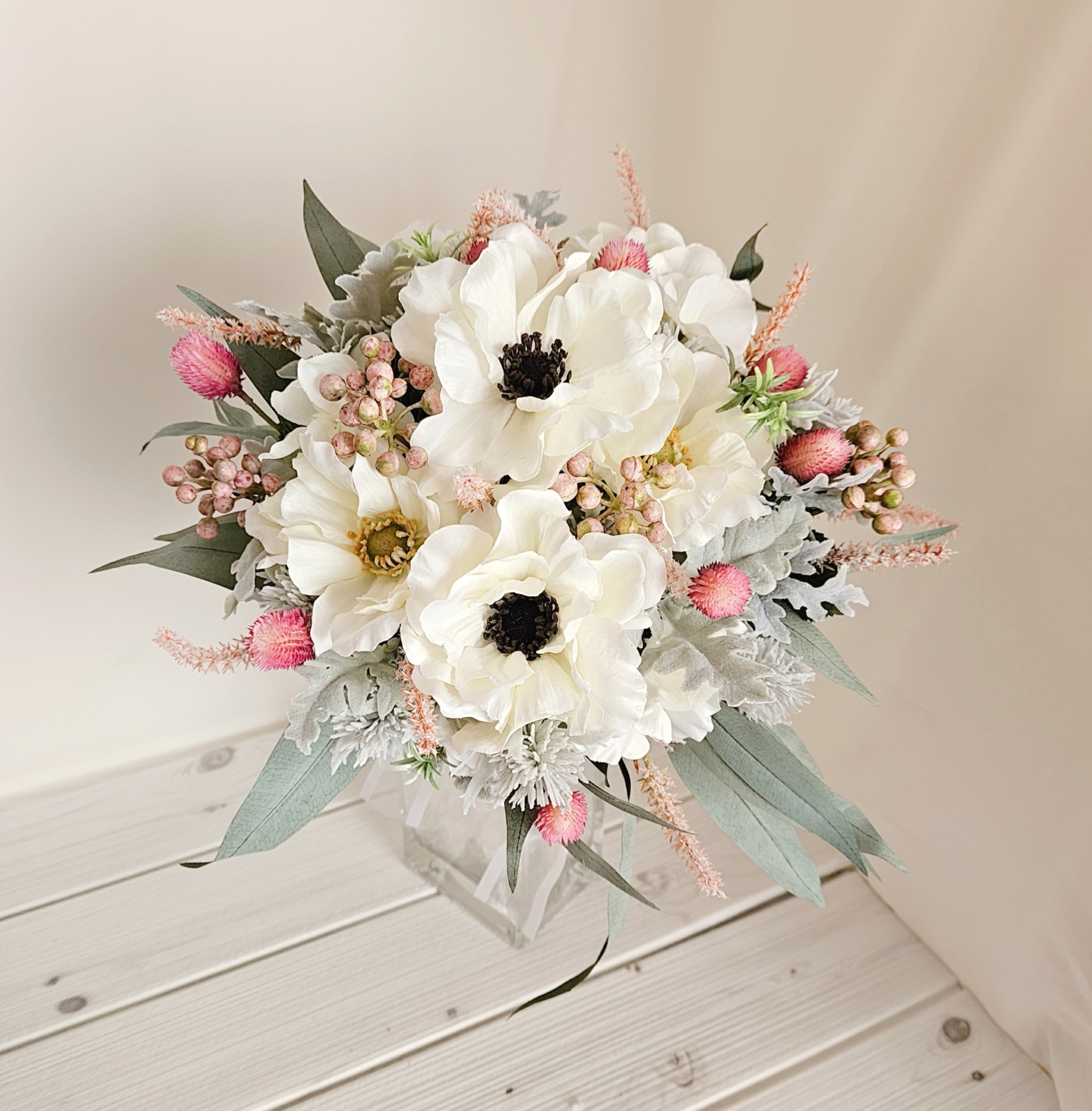 ウェディングブーケ アネモネブーケ（ブートニア付き）B-184 ブーケ  