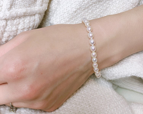 高品質 淡水パール 3mm 真珠 6月誕生石 天然石パワーストーン ブレスレット 淡水パールのブレスレット バングル 真珠 淡水真珠 パール 6月