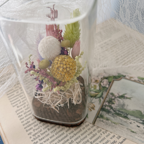 ✳︎ガラススクエアケース✳︎お花畑みたいなポップでカラフルなドライ