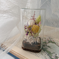 ドライフラワーガラスケース入り ガラスケース入りドライフラワー供花 SSパープル1個」| 花屋「フジ