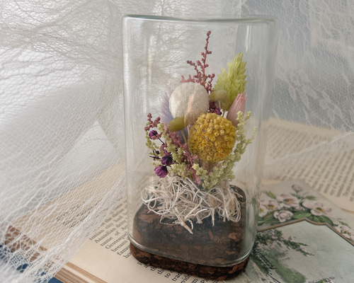 ✳︎ガラススクエアケース✳︎お花畑みたいなポップでカラフルなドライ