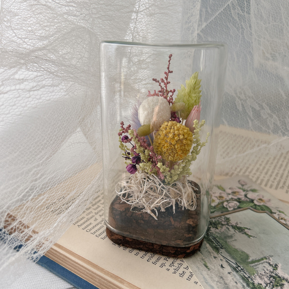 ✳︎ガラススクエアケース✳︎お花畑みたいなポップでカラフルなドライ