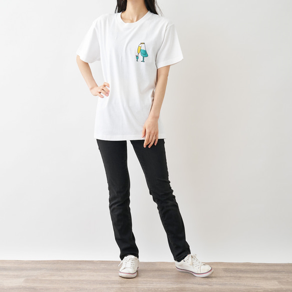 選べるジュース！ジュース大好きハシビロコウ Tシャツ ホワイト 5枚目の画像