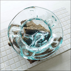 硝子フラワーベースTuli/02 花瓶 メダカ鉢 めだか鉢 プリミティブガラスベース 吹きガラス 手作り 一点物 5枚目の画像
