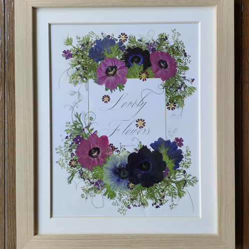 一点物！！コスモス 押し花  DIY品  額縁付き 押し花額(コスモス) コスモスの季節になりましたね！ 花器はト
